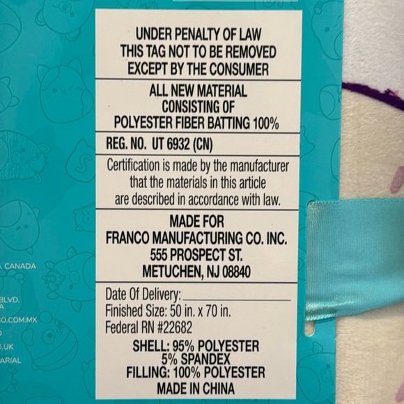 NEW Squishmallow Snuggle Throw Blanket 50" x 70" - Picture 9 of 9